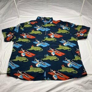 Balls Beachwear Leopard and Sunbathing Woman Button-Up Shirt